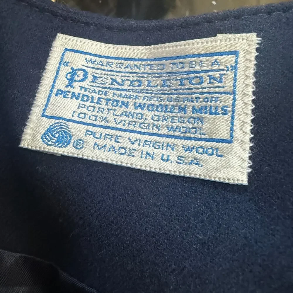 Vintage 90s Pendleton Wool Skirt Suit Navy Blue Scallop Hem Plus Size 20W USA